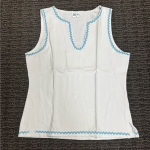 White and blue womens tank top